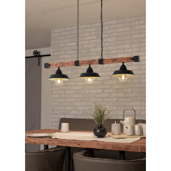 Lustra Oldbury - 49685 Eglo, 3xE27, stil scandinav, maro rustic-negru - 1