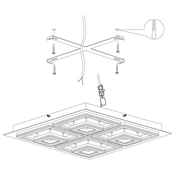 Plafoniera FRADELO 1 99328 EGLO, LED 46.5W, 5500lm, 3000K, Cristal, Negru, Transparent - 1