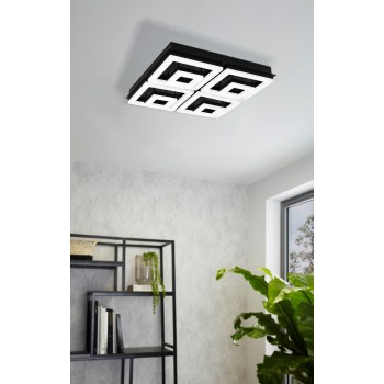 Plafoniera FRADELO 1 99328 EGLO, LED 46.5W, 5500lm, 3000K, Cristal, Negru, Transparent - 1