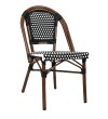 Scaun CAFE PARIS, din ratan cu efect de lemn de nuc si otel
