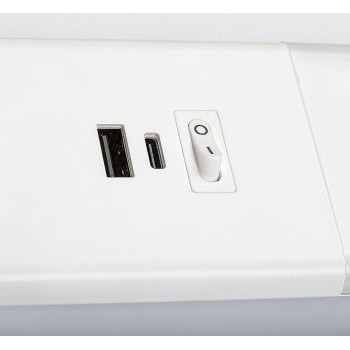 Aplica led Bilal - Rabalux, 18W, alb, cu port USB incarcare telefon, priza si intrerupator - 1