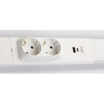Aplica led Bilal - Rabalux, 18W, alb, cu port USB incarcare telefon, priza si intrerupator - 1