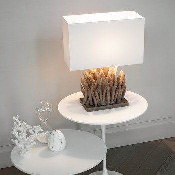 Lampa de masa IDEAL LUX SNELL TL1 SMALL 201382, E27 1X60W, lemn, alb