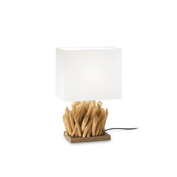 Lampa de masa IDEAL LUX SNELL TL1 SMALL 201382, E27 1X60W, lemn, alb
