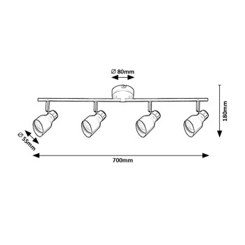 Plafoniera Rabalux 73050 Lilou GU10 4x MAX 25W auriu
