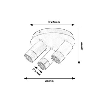 Plafoniera Rabalux 5071 Zircon GU10 3X MAX 5W negru mat