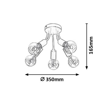 Plafoniera Rabalux 6809 Almus E27 5x MAX 60W negru