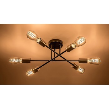 Plafoniera Rabalux 71026 Branwen E27 6x MAX 25W negru mat