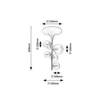 Plafoniera Rabalux 71298 Aslov G9 6x MAX 28W auriu