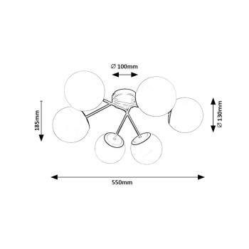 Plafoniera Rabalux 71294 Meduza E14 6x MAX 20W negru mat