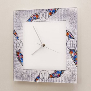 Ceas decorativ de perete TIME - Kolarz, Kiss Argintiu, 30x30cm - 1