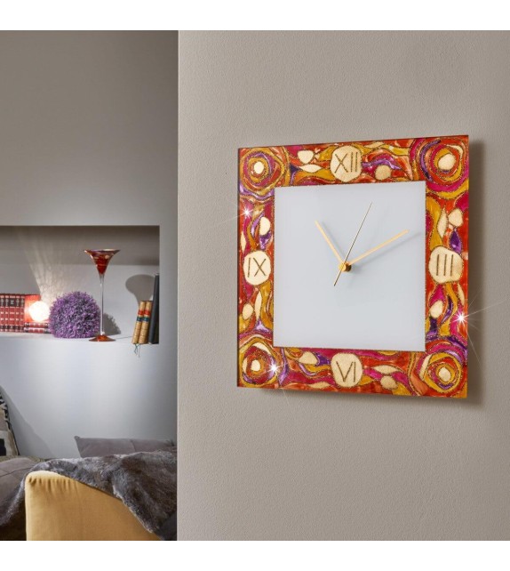 Ceas decorativ de perete TIME - Kolarz, Aqua Red, 30x30cm - 1