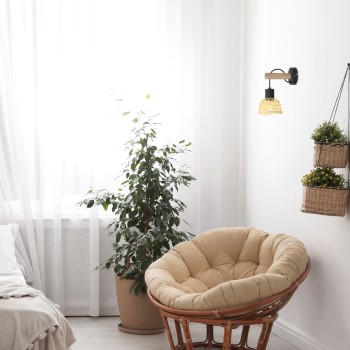 Aplica de perete Rabalux 71025 Rattan E27 1x MAX 15W negru