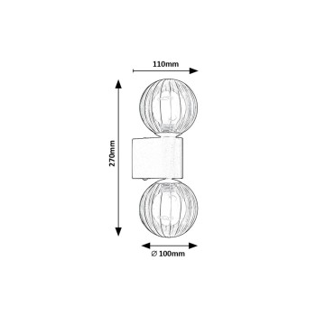 Aplica de perete pentru baie Rabalux 75022 Colzar G9 2x MAX 3,5W negru mat, milky/ transparent - 1