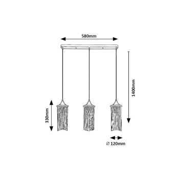 Pendul Rabalux 72153 Roxas E27 3x MAX 40W negru mat