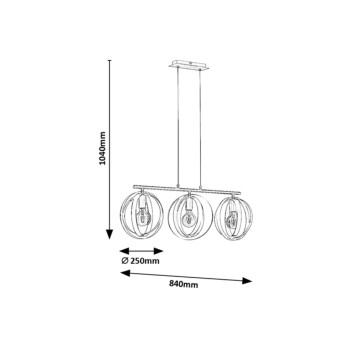Pendul Rabalux 5361 Cortado E27 3x MAX 40W negru