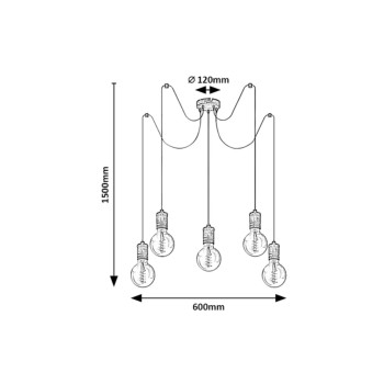 Pendul Rabalux 3218 Fidel E27 5x MAX 25W auriu antic