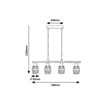 Pendul Rabalux 5284 Indiana E14 4x MAX 25W negru