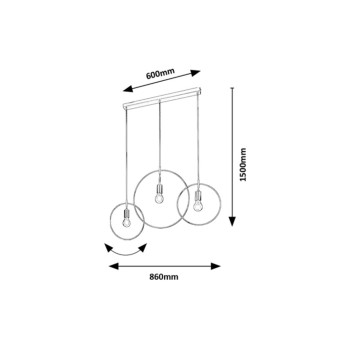 Pendul Rabalux 72019 Dilara E27 3x MAX 40W negru mat