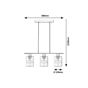 Pendul Rabalux 5078 Miroslaw E27 3x MAX 40W negru mat