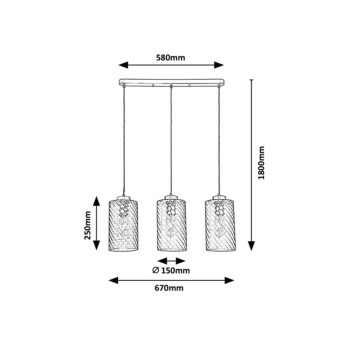 Pendul Rabalux 5229 Sheila E27 3x MAX 40W auriu