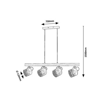 Pendul Rabalux 3300 Rotem E14 4x MAX 40W nucă Pendul Rabalux 3300 Rotem E14 4x MAX 40W nucă