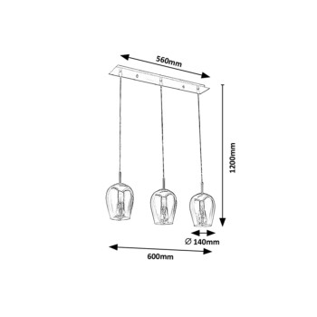 Pendul Rabalux 5253 Petunia E27 3x MAX 15W crom