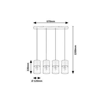 Pendul Rabalux 3156 Zelkova E27 4x MAX 40W aluminiu slefuit