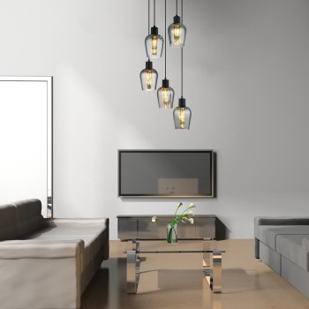 Pendul Rabalux 72272 Florian E27 5x MAX 40W negru mat