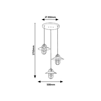 Pendul Rabalux 3520 Nesrin E27 3x MAX 40W auriu