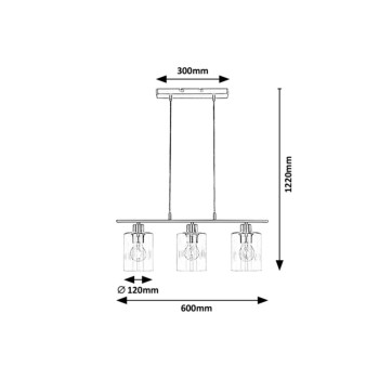 Pendul Rabalux 3580 Miroslaw E27 3x MAX 40W crom satin