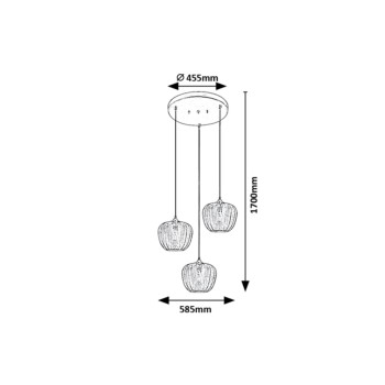 Pendul Rabalux 3178 Monet E27 3x MAX 40W crom