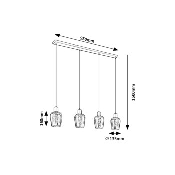 Pendul Rabalux 72271 Florian E27 4x MAX 40W negru mat