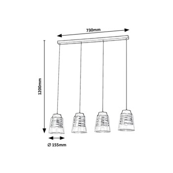 Pendul Rabalux 3544 Zenaida E27 4x MAX 60W negru mat