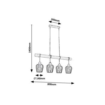 Pendul Rabalux 5247 Fabian E27 4x MAX 40W negru mat