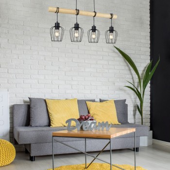 Pendul Rabalux 5247 Fabian E27 4x MAX 40W negru mat