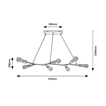 Pendul Rabalux 72027 Branwen E27 7x MAX 25W negru mat