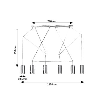 Pendul Rabalux 72018 Aslaug GU10 6x MAX 50W negru mat