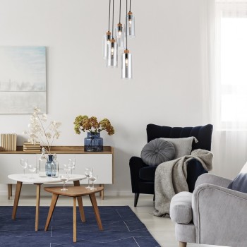 Pendul Rabalux 72125 Tanno E27 5x MAX 25W stejar