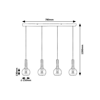 Pendul Rabalux 72174 Centio E27 4x MAX 40W negru