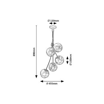 Pendul Rabalux 3508 Glory E14 5x MAX 40W negru mat