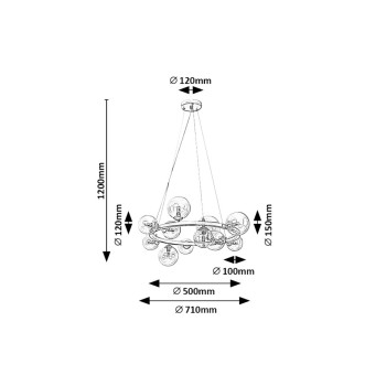 Pendul Rabalux 71300 Aslov G9 11x MAX 28W auriu