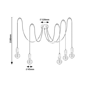 Pendul Rabalux 72075 Dollien E27 5x MAX 60W negru mat