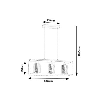 Pendul Rabalux 72033 Chadwick E27 3x MAX 25W negru