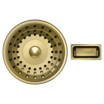 Set chiuveta Schock Greenwich N-100L 556 x 456 mm Cristadur Polaris cu baterie Kavus cu cap extractibil si parti vizibile Gold