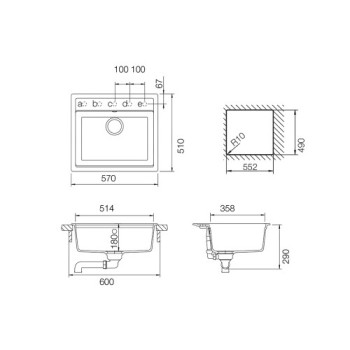 Set Schock Chiuveta Bucatarie Mono N-100 570x510mm Cristadur Puro cu Baterie Kavus extractibil si parti vizibile Puro