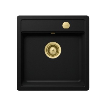 Set Schock Chiuveta Bucatarie Mono N-100S 490x510mm Cristadur Puro cu Baterie Kavus extractibil si Parti Vizibile Gold