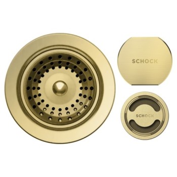 Set Schock Chiuveta Bucatarie Mono N-100S 490x510mm Cristadur Polaris cu Baterie Kavus extractibil si Parti Vizibile Gold