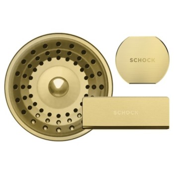 Set Schock Chiuveta Bucatarie Tia D-100LS 780x500mm Cristadur Puro cu Baterie Kavus extractibil si parti vizibile Gold