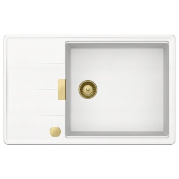 Set Schock Chiuveta Bucatarie Tia D-100LS 780x500mm Cristadur Puro cu Baterie Kavus extractibil si parti vizibile Gold